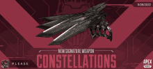 a poster for apex legends mobile shows a new signature weapon called constellations