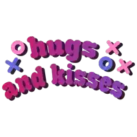 a sticker that says hugs and kisses with x 's on it