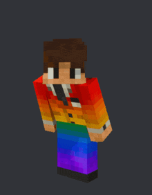 a minecraft character wearing a rainbow colored jacket and tie