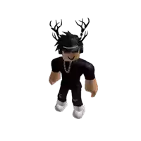 a roblox character with antlers on his head and a chain around his neck