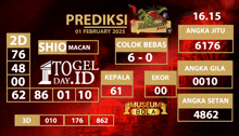 a poster for prediksi on february 01