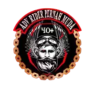 a logo for adv rider pernah muda with a bearded man on it