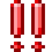 a pixel art of a red exclamation point and a plus sign .