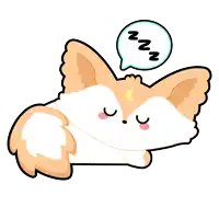 a cartoon fox is sleeping with a speech bubble that says zzz