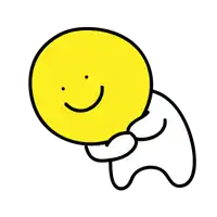 a cartoon character is holding a yellow smiley face with a smile on it .