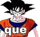 a cartoon of goku from dragon ball z wearing an orange shirt and a blue shirt .