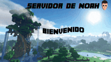 a servidor de noah bienvenido advertisement with a minecraft scene