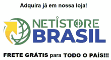 a logo for netistore brasil with an arrow pointing to the right