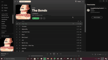 a computer screen shows a playlist of the bends on spotify