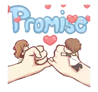 a boy and a girl putting their fists together with the word promise in the background