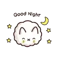 a cartoon illustration of a cloud with a cat face and the words good night