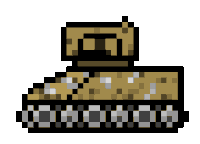 a pixel art drawing of a tank with a black border