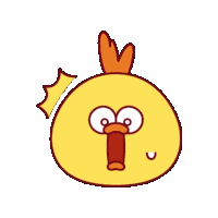 a cartoon chicken with a surprised look on its face