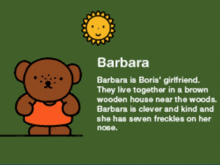 a picture of a teddy bear with the name barbara on it