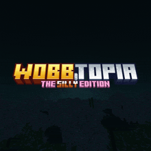 a logo for hobbtopia the silly edition is displayed on a dark background