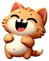 a cartoon cat is smiling with its mouth open