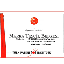 a t.c. turk patent enstitüsü label with a turkish flag