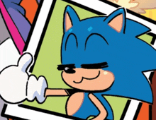 a cartoon of sonic the hedgehog giving a thumbs up sign