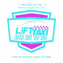 a blue and purple logo for lift taxi