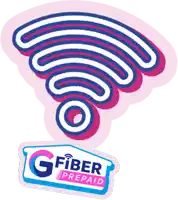 an advertisement for g fiber prepaid shows a wifi symbol