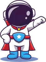 a cartoon illustration of an astronaut in a superhero outfit