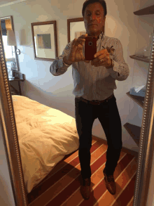 a man taking a selfie in front of a mirror