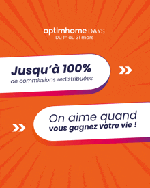 an advertisement for optimhome days in french with a purple border