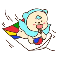 a cartoon drawing of a teddy bear wearing a blue cape