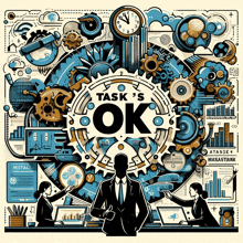 an illustration of a man giving a thumbs up with the word task 's ok in the middle