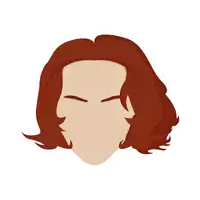 a drawing of a woman 's face with red hair on a white background