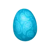 a blue egg with a paisley design on it