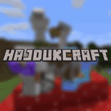 a blurred image of a minecraft world with the words hryourcraft in the foreground