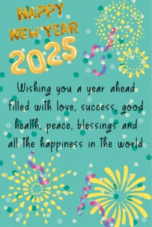 a new year greeting card wishing you a year ahead filled with love success and good health