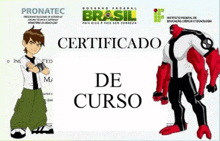 ben 10 and four arms are on a certificado de curso poster