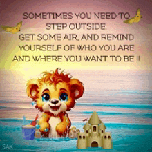 a picture of a teddy bear with a quote about stepping outside