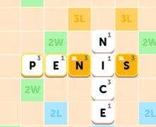 a crossword game with the letters penis and ce in the middle