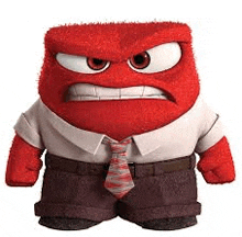 anger is a cartoon character from inside out wearing a white shirt and tie .