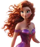 a doll with red hair and a purple dress has disneyworld.ai written on the bottom