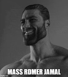 a man with a beard and the words mass rdmer jamal