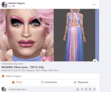 a facebook page shows a picture of a drag queen and a picture of a dress