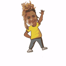 a cartoon of a girl with a bun on her head waving