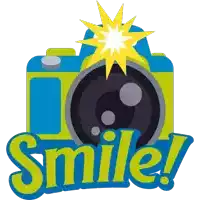 a picture of a camera with the word smile written underneath it