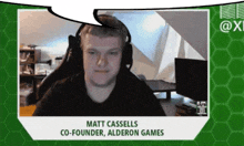 matt cassell is a co-founder of alderon games and is wearing headphones