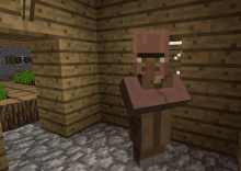 a minecraft character is standing in a corner of a building