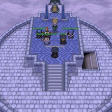 a group of people are standing in a circle in a video game