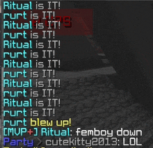 a screenshot of a video game that says ritual is it on it