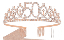 a tiara with the number 50 on it and a comb