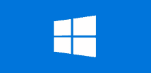 a blue background with a white windows icon on it