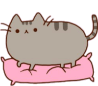 a cartoon cat is laying on a pink pillow ..