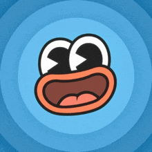 a cartoon face with a blue background and a circle in the middle